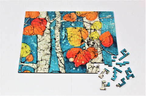 "Crimson Leaves" - 173 Pieces, Geometric Puzzle - Bewilderness