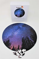 Milky Way at Night circular geometric puzzle, almost complete puzzle with box
