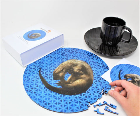 "The Blue Room Otter" - 330 Pieces, Round Geometric Puzzle