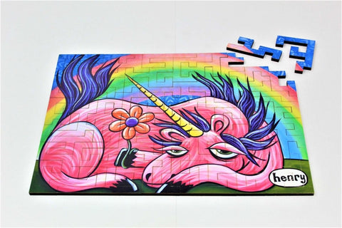 "Unicorn with Flower" - 50 Pieces, Geometric Puzzle - Bewilderness